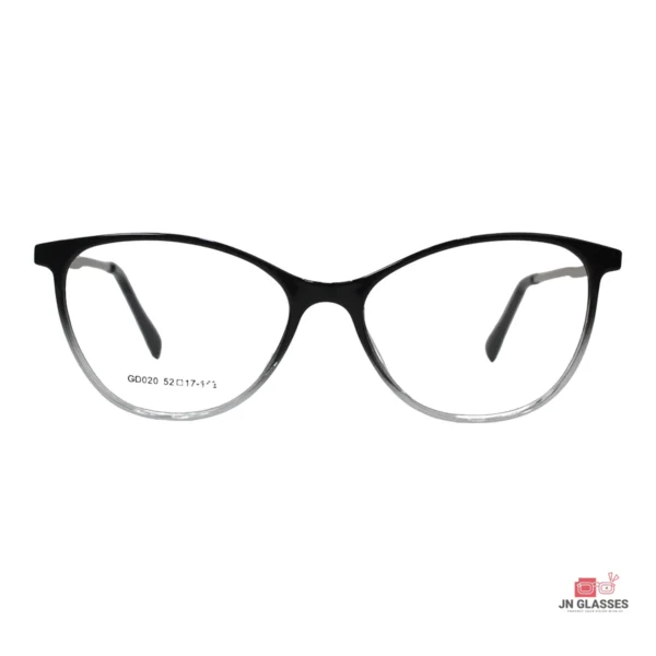 gd020 glasses in transparent black and mustard — front view
